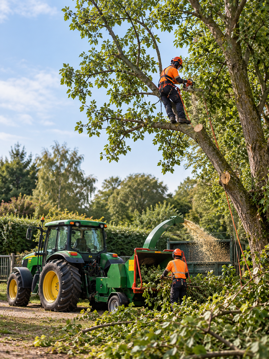 Arborists Trimming a Mature Tree